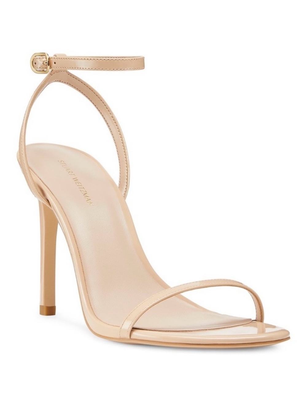 STUART WEITZMAN Dancer 95 Nude Patent Leather Ankle-Strap Sandals 7.5 $495